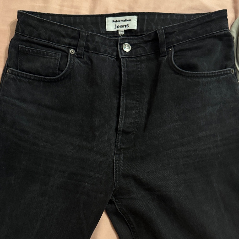 Reformation Women’s Cynthia High Rise Straight Dark Wash Jeans